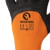 Перчатка трикотажная, акриловая, утепленная, оранжевая, покрыта черным морщинистым латексом 10'