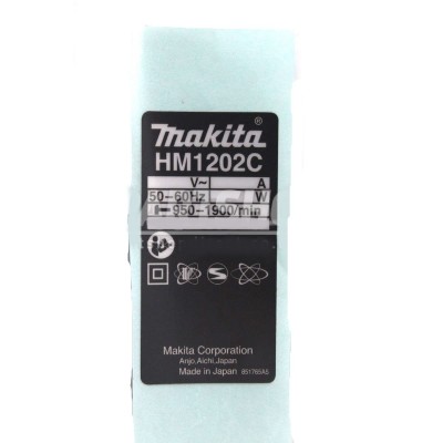 Ідентифікаційна етикетка HM1202C Makita (Макита) оригінал 851765-5