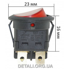 Тумблер с подсветкой круглый 2 положения 4 контакта d23 мм 6A