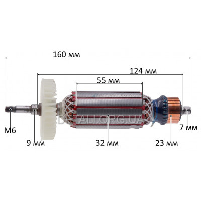 Якір болгарки (УШМ) Forte AG 10-125 V (160*32 різьблення М6)