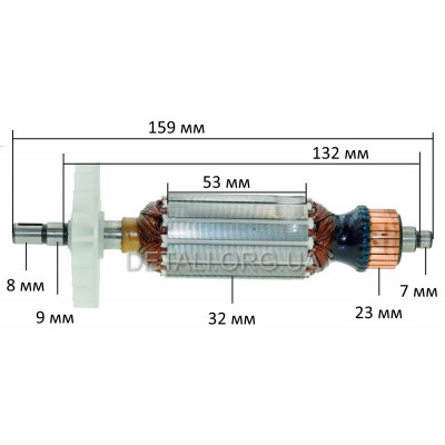 Якорь болгарки УШМ Compass AG59-1 (159*32 шпонка 8мм)