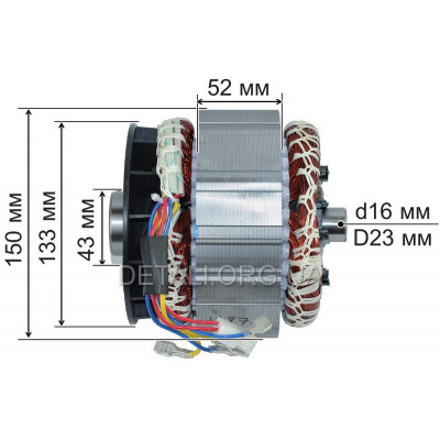Електродвигун генератора в зборі (якір+статор) Tekhmann TGG-08 KS AL (0.8 kWt).