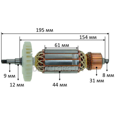 Якорь болгарки УШМ Forte AG 16-180 (195*44 посадка 9мм)