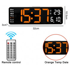 Цифровий настінний годинник з дистанційним керуванням (помаранчевий)
