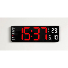 Цифровий настінний годинник з дистанційним керуванням (червоний)