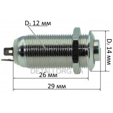 Кнопка антивандальная d14mm різьблення 12mm h30mm 2 положення 4 контакти індикація