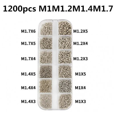 Саморези М1-М1.7 у наборі 1200 шт 12 розмірів