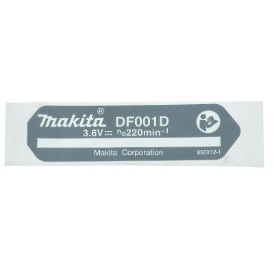Наклейка аккумуляторной отвертки Makita DF001D оригинал 852X12-1