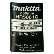 Этикетка с характеристиками Makita HR5001C оригинал 859584-3