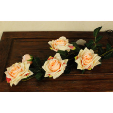 Искусственные цветы розы оранжево - желтые на ветке 5шт.