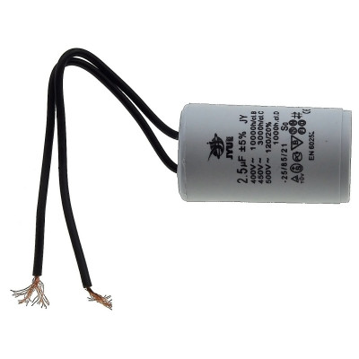 Конденсатор JYUL CBB-60 2,5мкф - 450 VAC дроти (30*52 mm)
