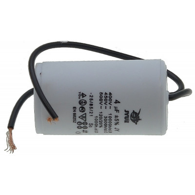 Конденсатор JYUL CBB-60 4мкф - 450 VAC дроти (30*52 мм)