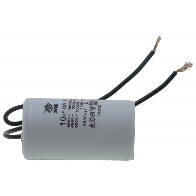 Конденсатор JYUL CBB-60 10мкф - 450 VAC дроти (35*63 мм)