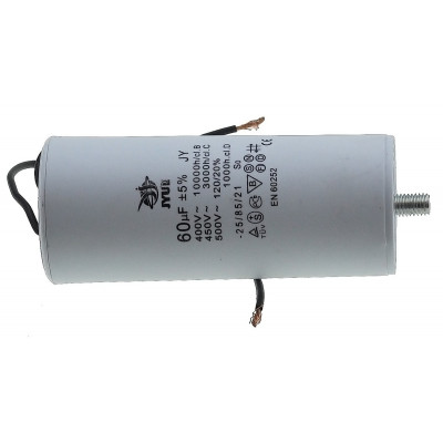 Конденсатор JYUL CBB-60L 60мкф - 450 VAC болт + провода (49*120 mm)