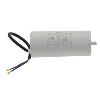 Конденсатор JYUL CBB-60L 70мкф - 450 VAC болт + провода (50*120 mm)