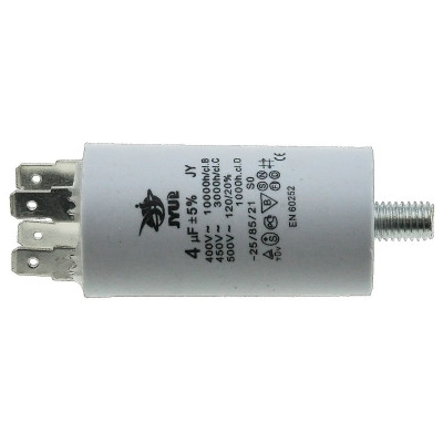 Конденсатор JYUL CBB-60M 4мкф - 450 VAC болт + клеми (30*57 мм)