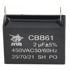 Конденсатор JYUL CBB-61 2мкф - 450 VAC прямоугольный 15х37х26