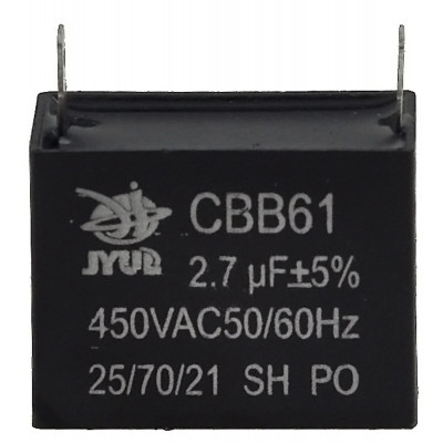 конденсатор JYUL CBB-61 2,7мкф - 450 VAC прямокутний 20х37х28