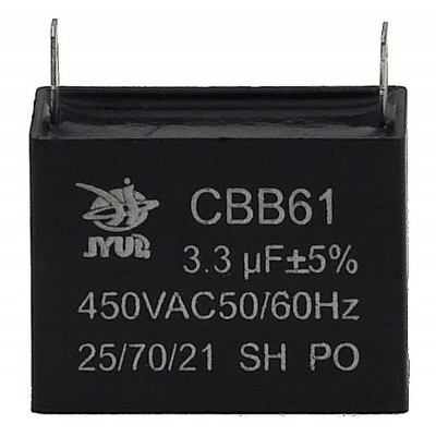 конденсатор JYUL CBB-61 3,3мкф - 450 VAC прямокутний 20х37х28