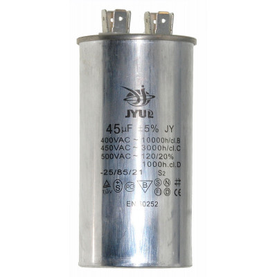 Конденсатор JYUL CBB-65 45мкф - 450 VAC алюминий (50*110 mm)