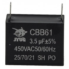 конденсатор JYUL CBB-61 3,5мкф - 450 VAC прямокутний 20х28х37