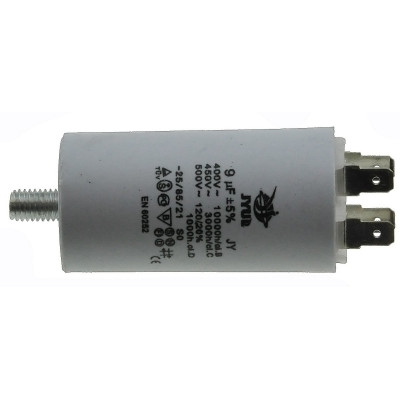 Конденсатор JYUL CBB-60M 9мкф - 450 VAC болт + клемми (35*66 мм)