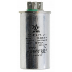 Конденсатор JYUL CBB-65 20мкф - 450 VAC алюминий (40*76 mm)