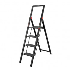Стремянка алюминиевая Black Slim, 4 ступени, высота верхней ступени 912 мм, 150 кг, STORM