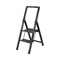 Стремянка алюминиевая Black Slim, 2 ступени, высота верхней ступени 456мм, 150 кг, STORM