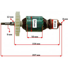 Якорь болгарка Sparky MBA 2050 оригинал 184621 (207*54 шлиц 9мм)