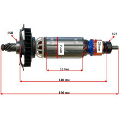 Якір (ротор)  болгарка DeWalt D28134 оригінал 623584-17(190*35 )