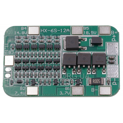 BMS контроллер 6S 24V 12A для зарадки 18650 Li-ion аккумуляторов
