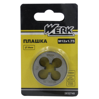 Плашка M12x1.75 38x13 1 шт. WERK