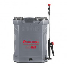 Обприскувач акумуляторний ранцевий 16 л, 3.1 л/хв, батарея 12 В/8 Ач INTERTOOL DT-9016.