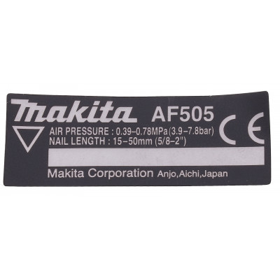 Наклейка с инструкциями гвоздезабивателя Makita AF 505 оригинал HY00000032