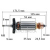 Якір болгарки УШМ Sparky M 1400CES PLUS (171,5*35 посадка 8мм М8R) оригінал 157330