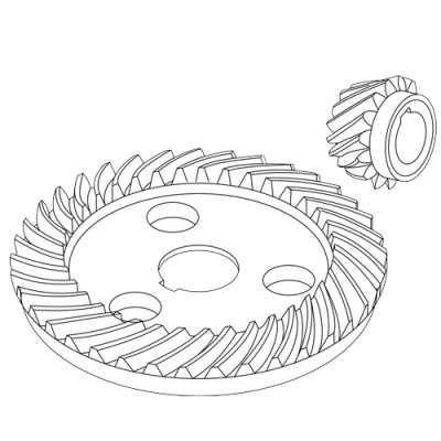 Коническая пара (шестерни редуктора) для болгарки DWT WS-180 TT/DS оригинал 72526