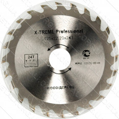 Пильный диск по дереву X-Treme 125X22.23, 24 зуб.