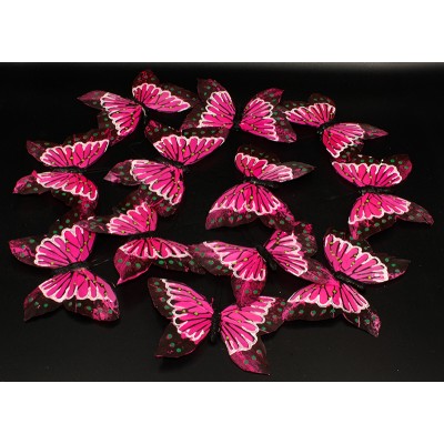 Бабочки розовые из перьев для декора 12 штук.