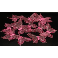 Бабочки розовые прозрачные для декора 12 штук.