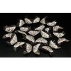 Бабочки серо - розовые из перьев для декора 12 штук.