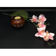 Искусственные цветы «Орхидея с корнем» бело - розовая