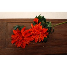 Искусственные цветы георгины оранжевая ветка 3шт.