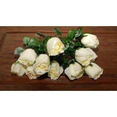 Искусственные цветы роза белая букет 11шт.
