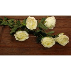 Искусственные цветы розы белые на ветке 5шт.