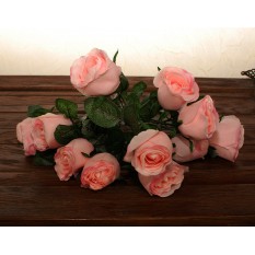 Искусственные цветы розы розовые букет 11шт.