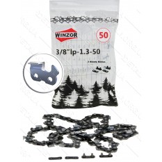 Цепь 50 звеньев (25 зубов) Winzor суперзуб для твёрдых пород + 2 заклёпки шаг 3/8 паз 1,3
